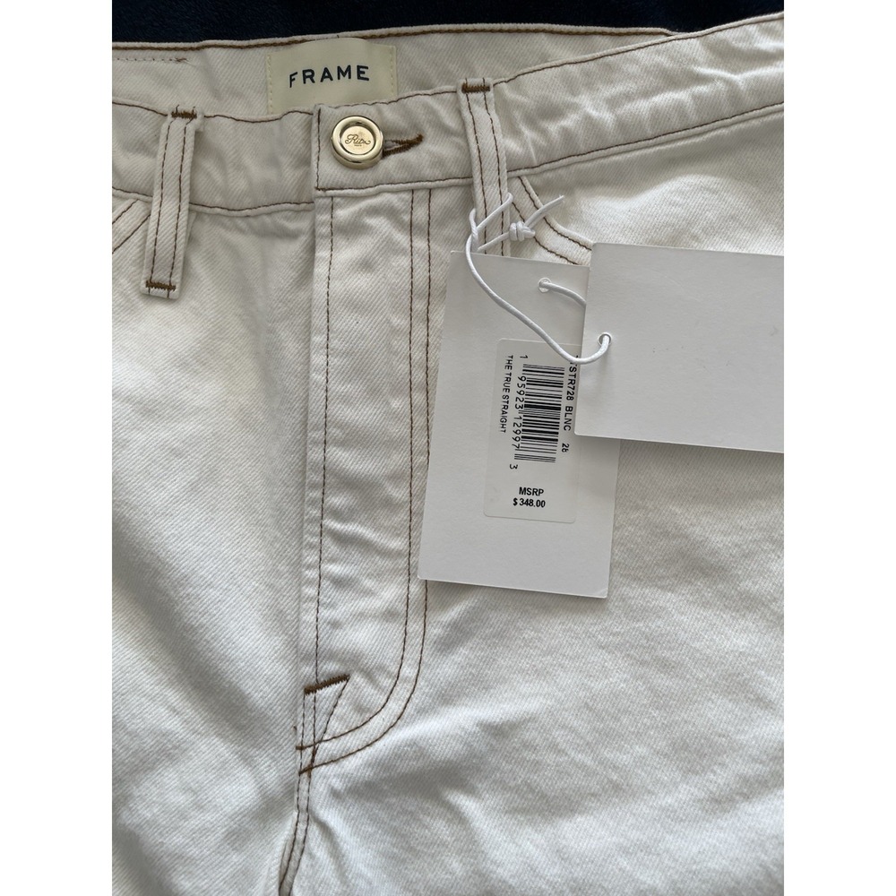 NWT Frame Jeans Ritz Paris White The True Straight Size 28 Made In Italy MSRP348 - Picture 14 of 14